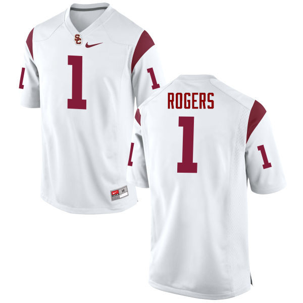 Men #1 Darreus Rogers USC Trojans College Football Jerseys-White